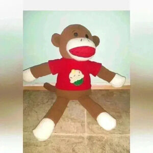 Dan Dee Collectors Choice Monkey. Red Knit Sweater With Cupcake On It.